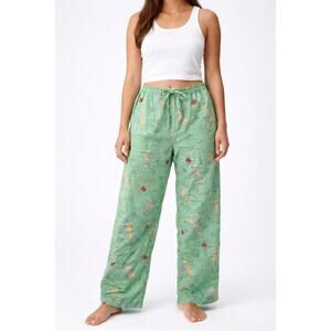 EUC Disney Tinker Bell Pajama Pants Green Large 12-14 Cotton